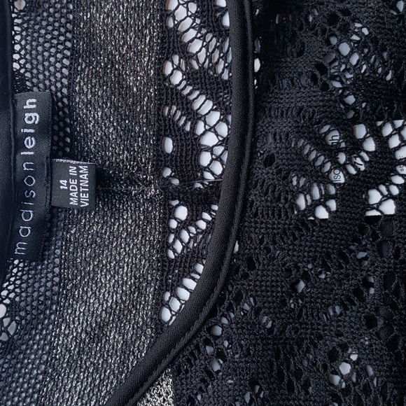 Black Grey Eyelet Dress by Madison Leigh Size 14 - NWT - Picture 5 of 13